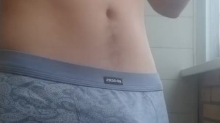  Guy Smokes With A Standing Cock In Panties
