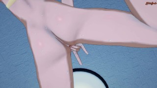 Rukia fingering her pussy until she orgasms - Bleach Hentai.