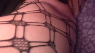 Ripped my fishnets to tease my fat pussy