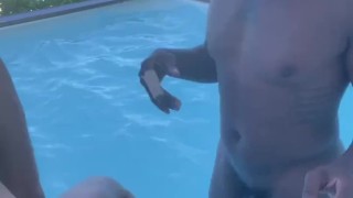 Risky Outdoor Pool Hardcore Raw Fuck. Hung BBC Fucks Twink In Public