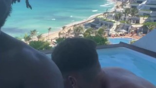 Risky Outdoor Pool Hardcore Raw Fuck. Hung BBC Fucks Twink In Public