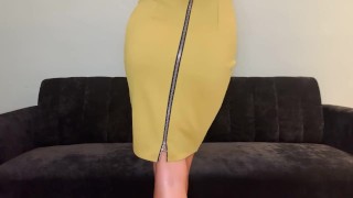 Hot blond babe gets a new job masturbating in front of her boss