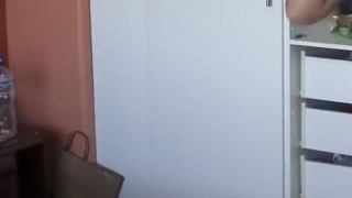 My wife, a 58-year-old Latina mother, shows off in lingerie before her boss to get fucked