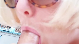 Blonde MILF loves sucking cock for hot cum