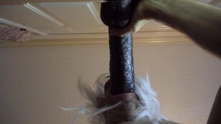 Riding a giant dildo in my ass ass to mouth dildo sucking