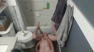 Stud Cums On Himself Caught On Bathroom Cam