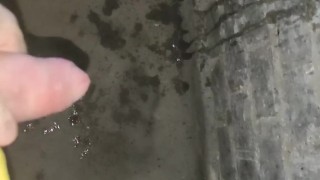 Pissing in my basement and wanking