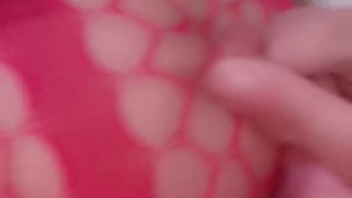 Hot milf in sexy red body stocking 