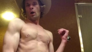 Horny Cowboy Steam Shower Cum