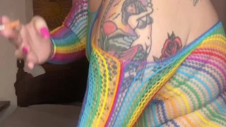 have a smoke with me and worship my plump tattooed body