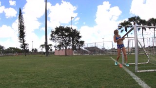 Lora gives Soccer Coach a very Public Handjob