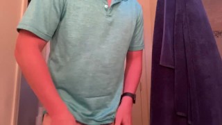 Hot moaning solo guy fingers & cums