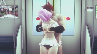 Pink hair girl fucked on the train - 3D Hentai (Uncensored)
