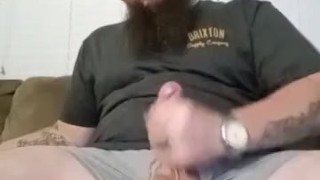 Dad stroking his cock