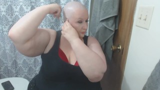 Sweet sub Cherry Savage shaving her head with a razor