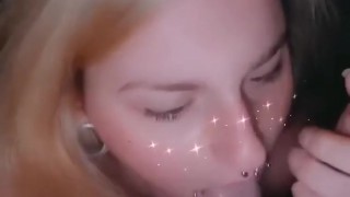 Late night deep throat cock sucking