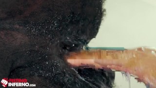 FistingInferno - Ebony Bear Gets Fixed By Vaseline And A Fist