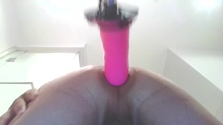 Ass Pounding With New Pink Dildo