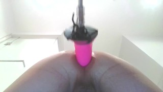 Ass Pounding With New Pink Dildo