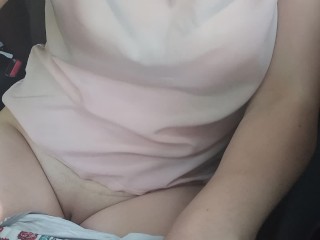 Exhibitionist masturbates in the car and pee in nature