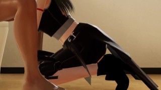 Tifa has an urgency in the bathroom