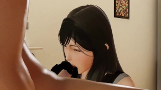 Tifa has an urgency in the bathroom
