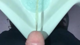 Freshly cleaned urinal at work gets the first piss of the day recorded in slow motion by me