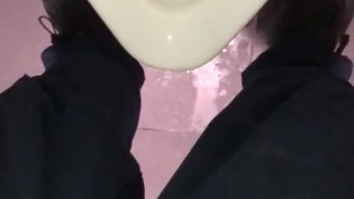 Pulling back foreskin in slow motion just before taking a piss, had to stop, almost caught recording