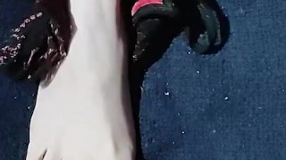 Sexy thong in My socks foot
