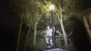 Cam crest does a sexy pole dance outside
