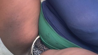 Raw Ebony BBW Upskirt Tease! (outdoor edition)