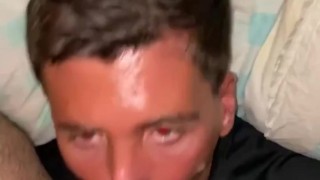 CUTE TAN BOY SUCK DICK AND CUM OVER HIMSELF - ONLYFANS: THEGRANDEE 