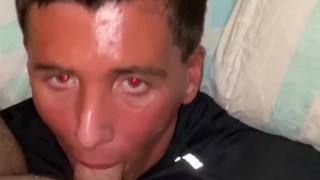 CUTE TAN BOY SUCK DICK AND CUM OVER HIMSELF - ONLYFANS: THEGRANDEE 