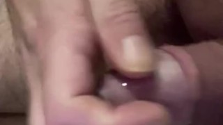 Soft cock cums in shot glass, then cum dump for more strokes