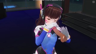 3D HENTAI D.VA jerks off your cock in the penthouse