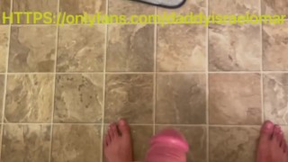 Big dick Latino jerks in bathroom 