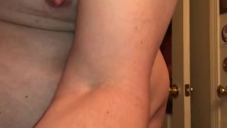 Stroking Lubed Cock In Bathroom