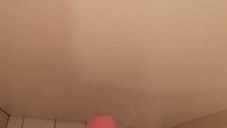 Quick jerk in bathroom before work