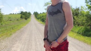 Newbie taking a quick piss on dirt road