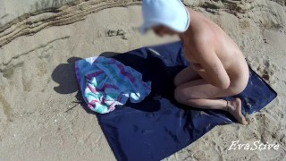 Fished a big dildo in the sea and cum with a squirt