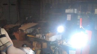 Femdom wraps sub in saran wrap and is slowly edged