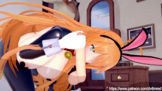Princess Connect - Reverse Bunny Girl Pecorine Titjob and Anal Creampie