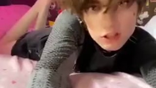 Femboy cutie smiles and teases with his feet