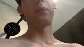 Twink jerks in shower until he cums