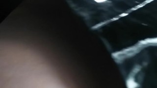 Public elevator crossed legs orgasm in PVC skirt