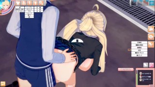 【エロゲーコイカツ！】金髪帰国子女の爆乳揉みまくりH！(アニメ3DCG動画)[Hentai Game Koikatsu! ]big breasts of a blonde returnee