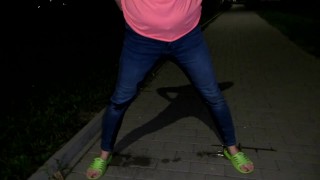 peeing jeans at night