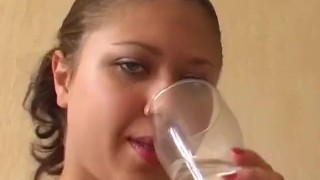 Blonde girl is rubbing her tight pussy