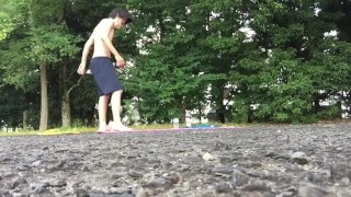 I had high intensity sex training with a fuck buddy in a park near the Tokyo Olympic venue!②【Spanked
