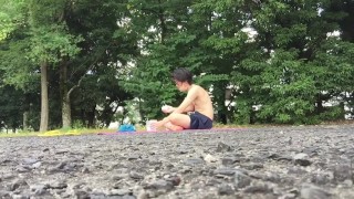 I had high intensity sex training with a fuck buddy in a park near the Tokyo Olympic venue!③【Spanked